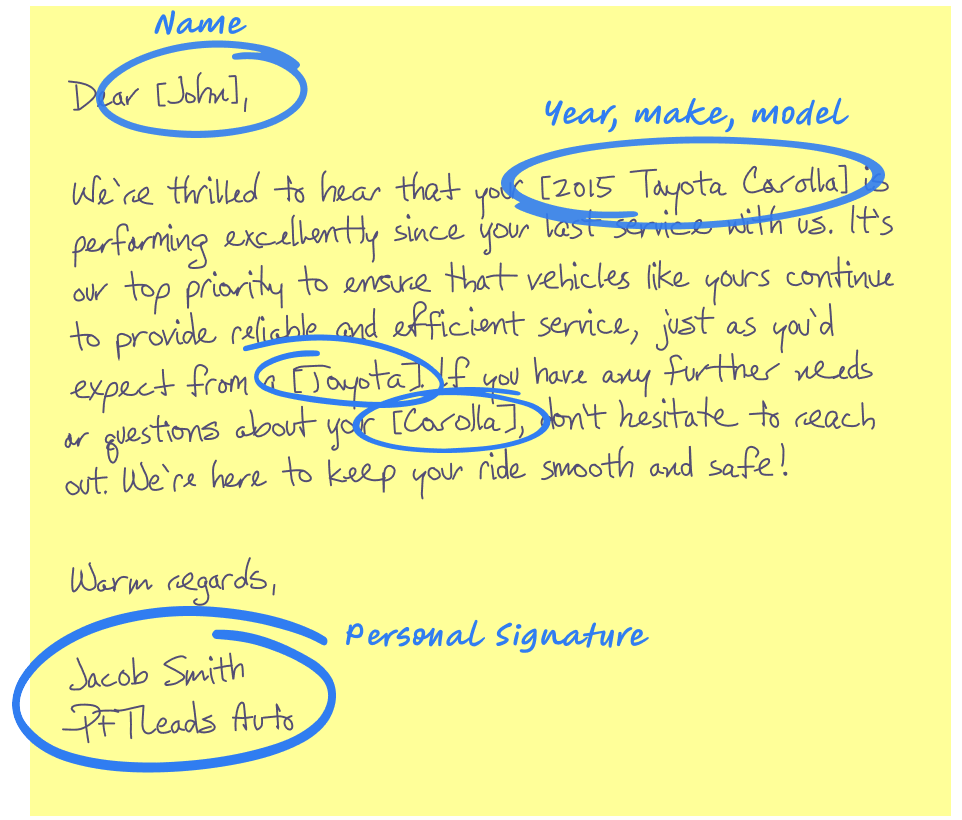 sticky note with variable data